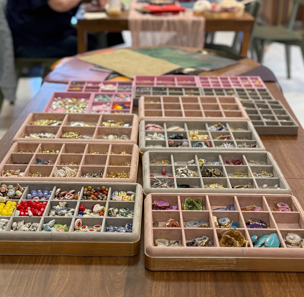 Charm bar trays with beads and charms