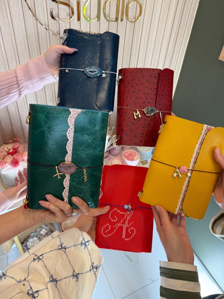Fan of colorful leather journals