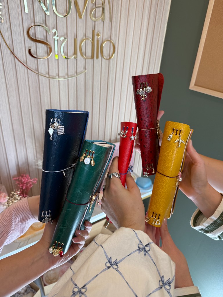 Journals held vertically